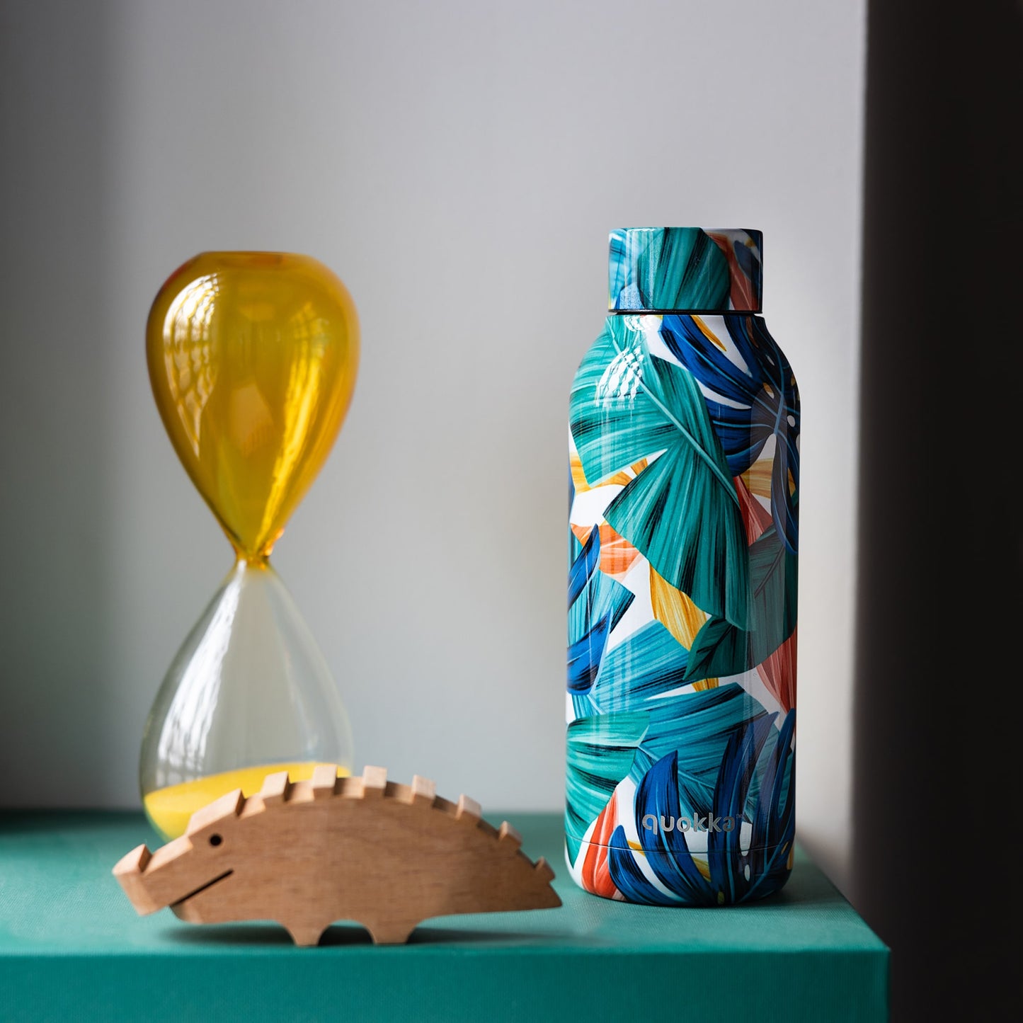 Quokka sininen kuvioitu ruostumattomasta teräksestä valmistettu juomapullo