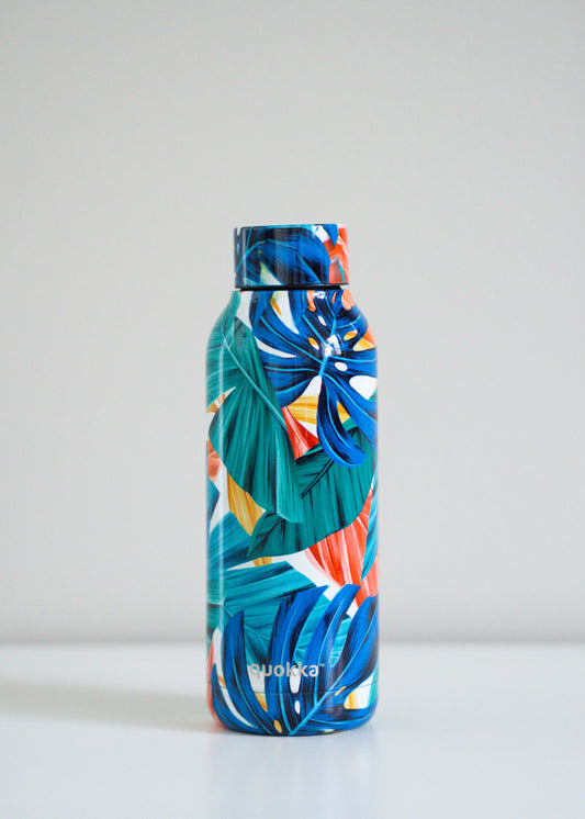 Quokka sininen kuvioitu ruostumattomasta teräksestä valmistettu juomapullo